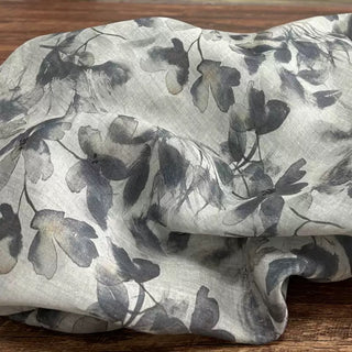 Japanese Artisan Independent Designer Floral Gray Non-Stretch Ramie Plain Woven DS11604