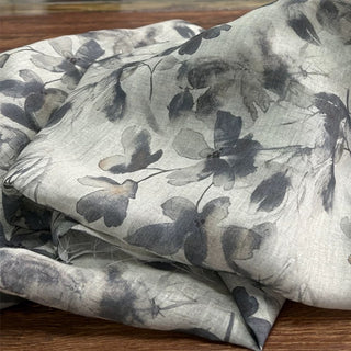 Japanese Artisan Independent Designer Floral Gray Non-Stretch Ramie Plain Woven DS11604