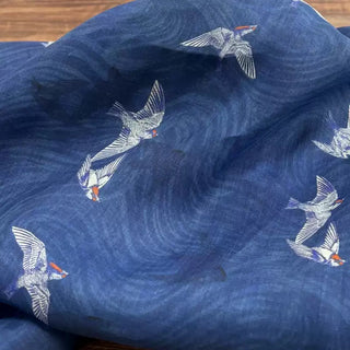 Japanese Artisan Independent Designer Animal Blue Non-Stretch Ramie Plain Woven DS11605