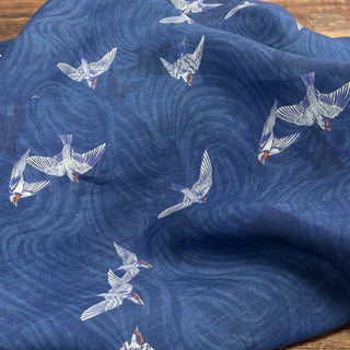 Japanese Artisan Independent Designer Animal Blue Non-Stretch Ramie Plain Woven DS11605