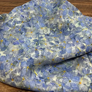 Japanese Artisan Independent Designer Floral Blue Non-Stretch Ramie Plain Woven DS11607