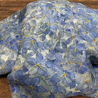 Japanese Artisan Independent Designer Floral Blue Non-Stretch Ramie Plain Woven DS11607