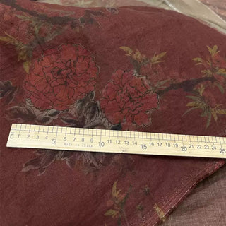 Japanese Artisan Independent Designer Floral Red Non-Stretch Linen Plain Woven DS11610