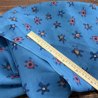 Japanese Artisan Independent Designer Floral Blue Non-Stretch Ramie Plain Woven DS11612