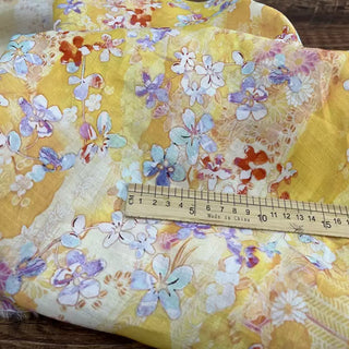 Japanese Artisan Independent Designer Floral Yellow Non-Stretch Ramie Plain Woven DS11613