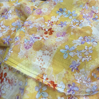 Japanese Artisan Independent Designer Floral Yellow Non-Stretch Ramie Plain Woven DS11613