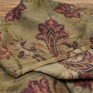 Japanese Artisan Independent Designer Floral Brown Non-Stretch Ramie Plain Woven DS11614