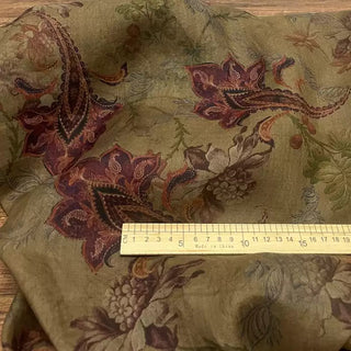 Japanese Artisan Independent Designer Floral Brown Non-Stretch Ramie Plain Woven DS11614