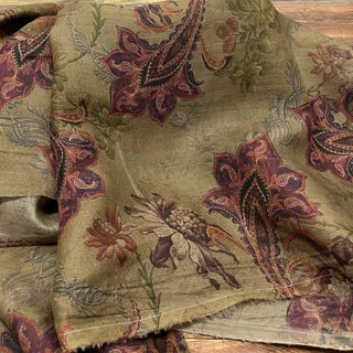 Japanese Artisan Independent Designer Floral Brown Non-Stretch Ramie Plain Woven DS11614