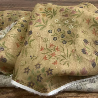 Japanese Artisan Independent Designer Floral Brown Non-Stretch Ramie Plain Woven DS11617