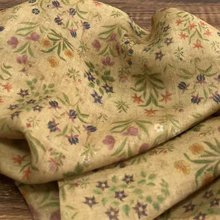 Japanese Artisan Independent Designer Floral Brown Non-Stretch Ramie Plain Woven DS11617