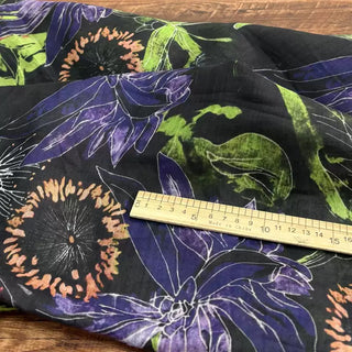 Japanese Artisan Independent Designer Floral Black Non-Stretch Ramie Plain Woven DS11618