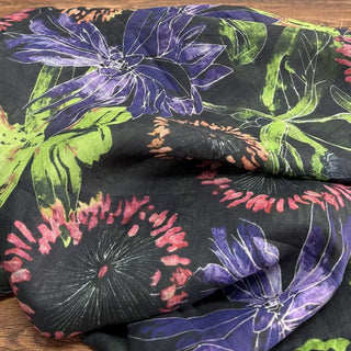 Japanese Artisan Independent Designer Floral Black Non-Stretch Ramie Plain Woven DS11618