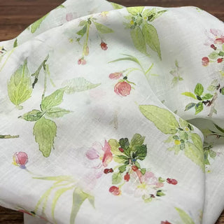 Japanese Artisan Independent Designer Floral Off-White Non-Stretch Ramie Plain Woven DS11620