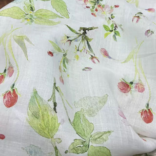 Japanese Artisan Independent Designer Floral Off-White Non-Stretch Ramie Plain Woven DS11620