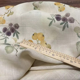 Japanese Artisan Independent Designer Fruits and Vegetables Multi Color Non-Stretch Ramie Plain Woven DS11621