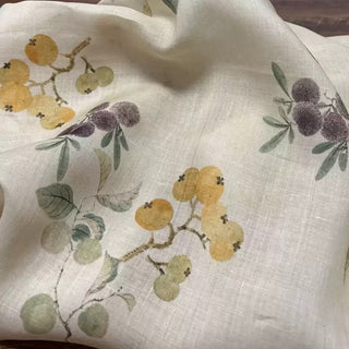 Japanese Artisan Independent Designer Fruits and Vegetables Multi Color Non-Stretch Ramie Plain Woven DS11621