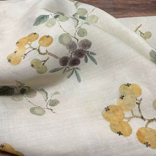 Japanese Artisan Independent Designer Fruits and Vegetables Multi Color Non-Stretch Ramie Plain Woven DS11621