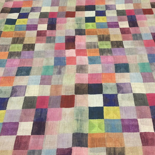 Japanese Artisan Independent Designer Plaid Multi Color Non-Stretch Ramie Plain Woven DS11624