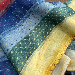 Japanese Artisan Independent Designer Stripes Multi Color Non-Stretch Ramie Plain Woven DS11625