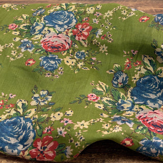 Japanese Artisan Independent Designer Floral Green Non-Stretch Ramie Plain Woven DS11626