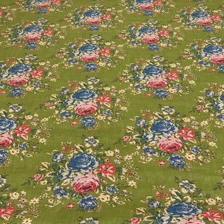 Japanese Artisan Independent Designer Floral Green Non-Stretch Ramie Plain Woven DS11626