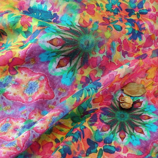 Japanese Artisan Independent Designer Floral Multi Color Non-Stretch Ramie Plain Woven DS11628