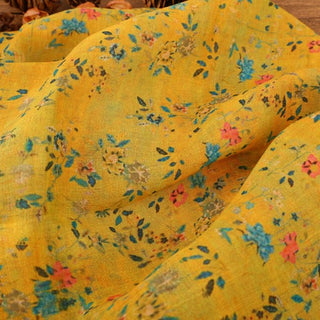 Japanese Artisan Independent Designer Floral Yellow Non-Stretch Ramie Plain Woven DS11629