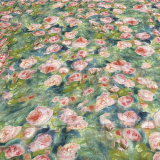 Japanese Artisan Independent Designer Floral Green Non-Stretch Ramie Plain Woven DS11630