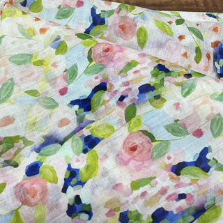 Japanese Artisan Independent Designer Floral Multi Color Non-Stretch Ramie Plain Woven DS11633