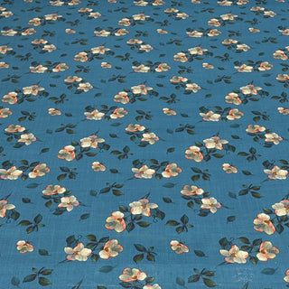 Japanese Artisan Independent Designer Floral Blue Non-Stretch Ramie Plain Woven DS11635