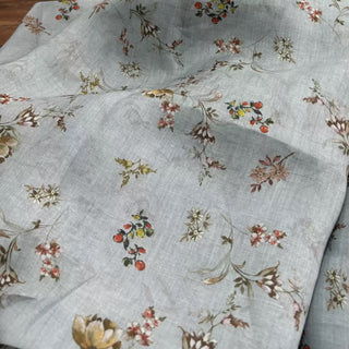 Japanese Artisan Independent Designer Floral Blue Non-Stretch Ramie Plain Woven DS11639