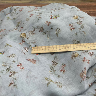 Japanese Artisan Independent Designer Floral Blue Non-Stretch Ramie Plain Woven DS11639