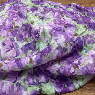 Japanese Artisan Independent Designer Floral Purple Non-Stretch Ramie Plain Woven DS11640
