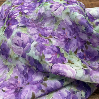 Japanese Artisan Independent Designer Floral Purple Non-Stretch Ramie Plain Woven DS11640