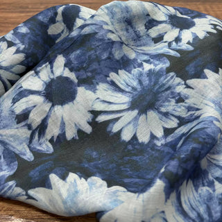 Japanese Artisan Independent Designer Floral Blue Non-Stretch Ramie Plain Woven DS11641