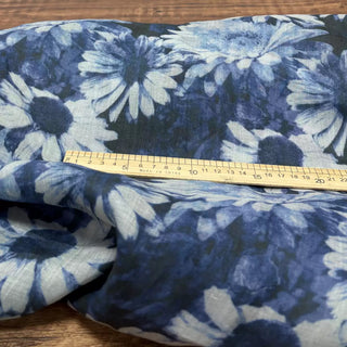 Japanese Artisan Independent Designer Floral Blue Non-Stretch Ramie Plain Woven DS11641