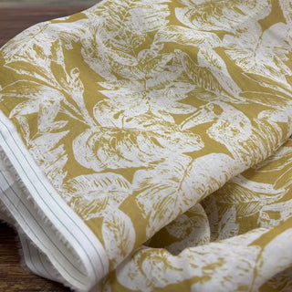 Japanese Artisan Independent Designer Floral Yellow Non-Stretch Ramie Plain Woven DS11642