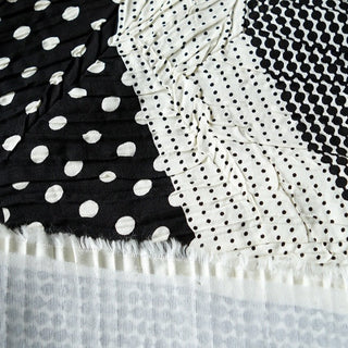 Korean Fashion Designer Polka Dot White Non-Stretch Crinkled Rayon Plain Woven DS11645