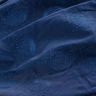 Japanese Artisan Independent Designer Solid Blue Non-Stretch Embroidery Ramie Plain Woven DS11646