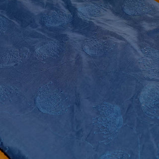 Japanese Artisan Independent Designer Solid Blue Non-Stretch Embroidery Ramie Plain Woven DS11646