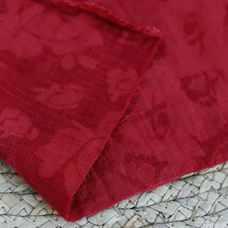 Korean Fashion Designer Solid Red Non-Stretch Linen Cotton Blended Dobby Jacquard DS11647