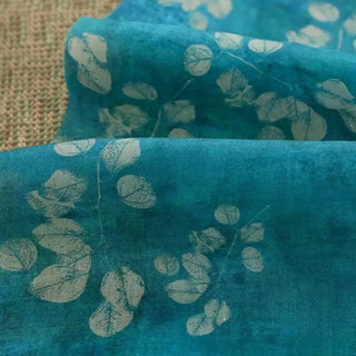 Japanese Artisan Independent Designer Botanical Turquoise Non-Stretch Ramie Plain Woven DS11648