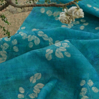 Japanese Artisan Independent Designer Botanical Turquoise Non-Stretch Ramie Plain Woven DS11648