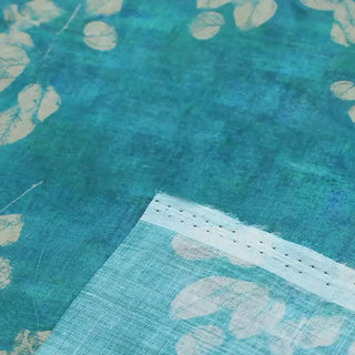 Japanese Artisan Independent Designer Botanical Turquoise Non-Stretch Ramie Plain Woven DS11648