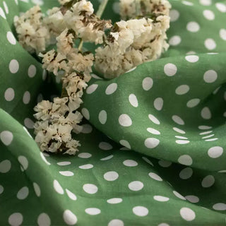 Japanese Artisan Independent Designer Polka Dot Green Non-Stretch Ramie Plain Woven DS11649
