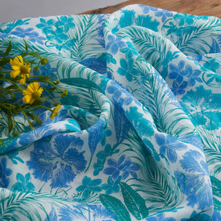 Japanese Artisan Independent Designer Floral Blue Non-Stretch Ramie Plain Woven DS11650
