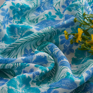Japanese Artisan Independent Designer Floral Blue Non-Stretch Ramie Plain Woven DS11650
