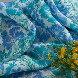 Japanese Artisan Independent Designer Floral Blue Non-Stretch Ramie Plain Woven DS11650