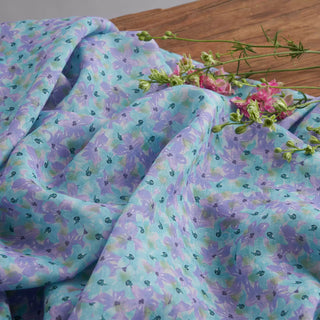 Japanese Artisan Independent Designer Floral Purple Non-Stretch Ramie Plain Woven DS11652